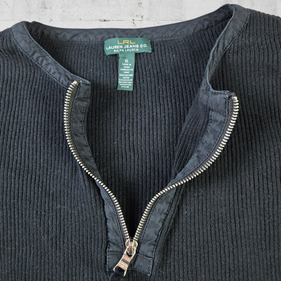 90s Vintage Ralph Lauren Black MCMLXVII Racing Team Half Zip Sweater Size XL - Picture 4 of 8